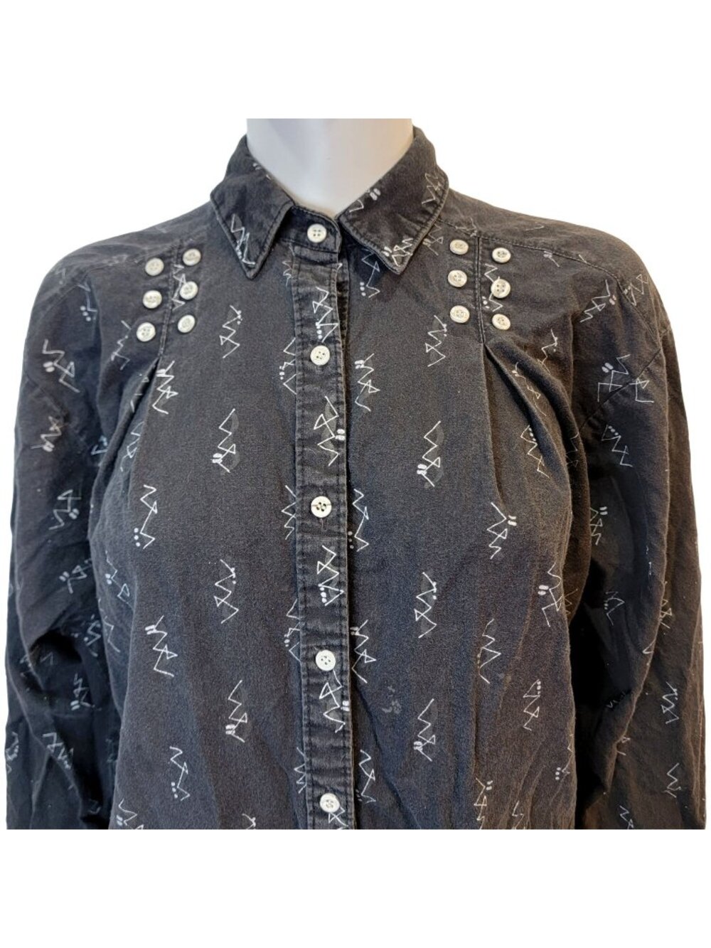 Rocky Mountain Vintage 80s Western Shirt Women Medium Black Cowgirl Ranch M Top